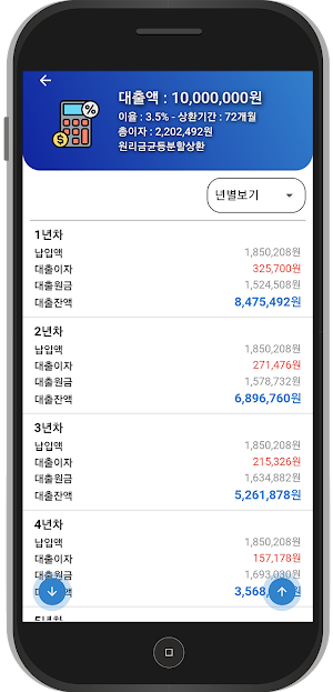 대출이자계산기(원금,이자,잔액계산) Screenshot 2