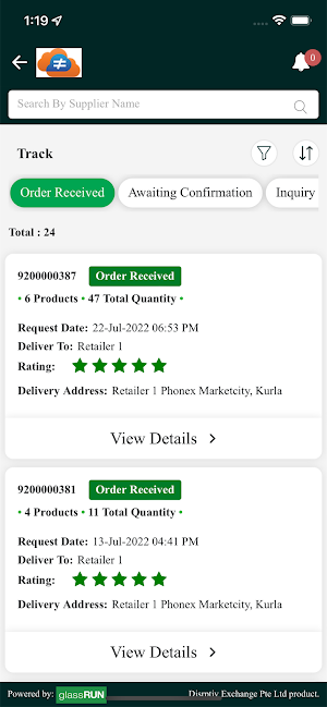 glassRUN Showcase Customer App Screenshot 1