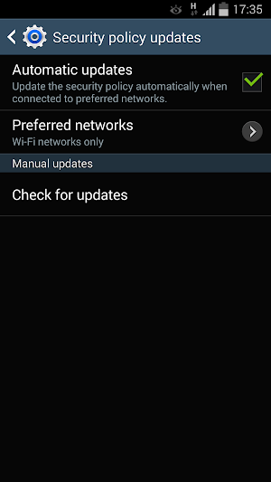 Samsung Security Policy Update screenshot 1