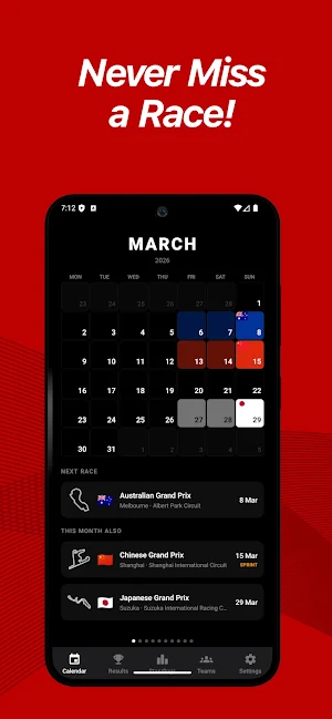 Formula GP Calendar 2026 Screenshot 0