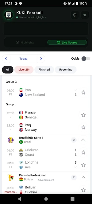 KUKI Football - Live Scores Screenshot 1