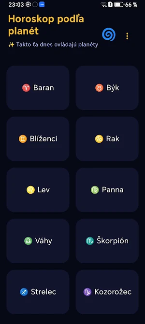 Denný horoskop - Vplyv planét Screenshot 1