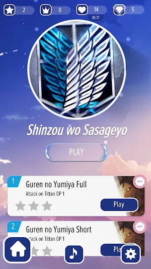 Piano AoT Sasageyo Anime Tiles Screenshot 0
