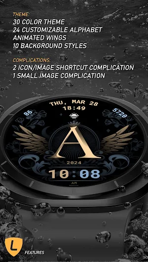 Dark Alphabet Watch Face 098 Screenshot 2