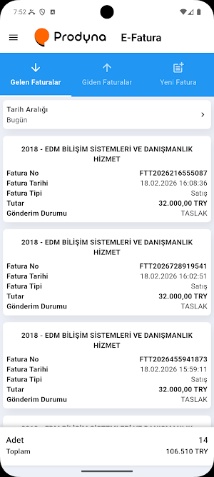 Prodyna E-Fatura Portal Screenshot 1