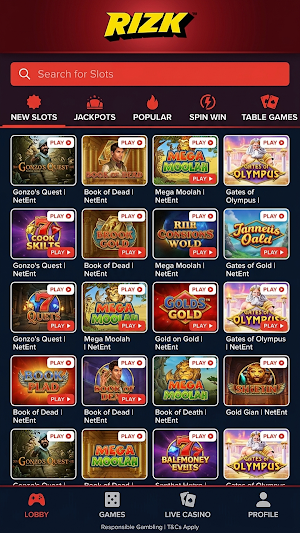 Rizk Casino Screenshot 3