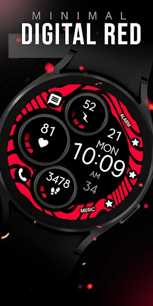 Digital Red Watch Face Screenshot 1