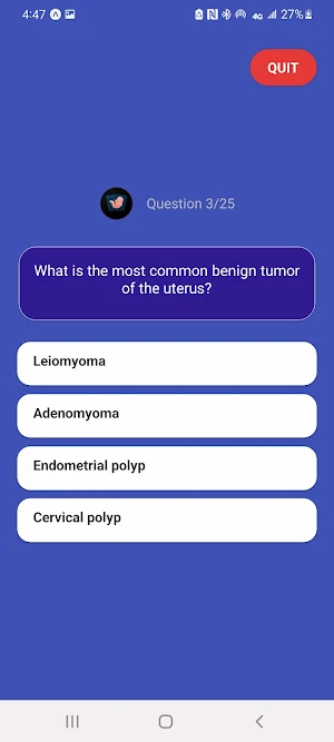 Obstetrics Gynaecology Quiz Screenshot 1