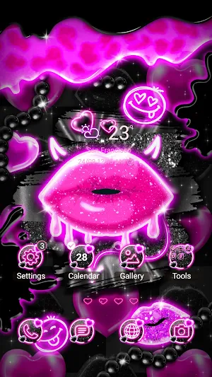 Black Pink Devil Lip-Wallpaper Screenshot 0