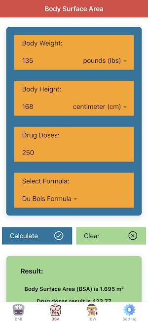 Body Calculator Pro: BMI, BSA, & Ideal Body Weight Screenshot 1