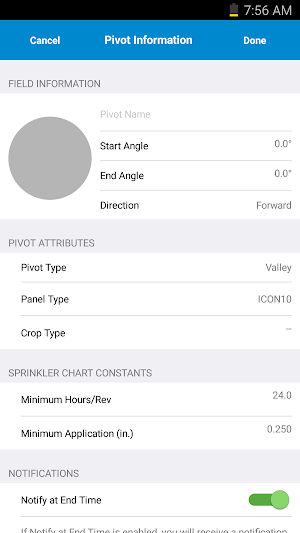 Valley Irrigation Run Time Screenshot 1
