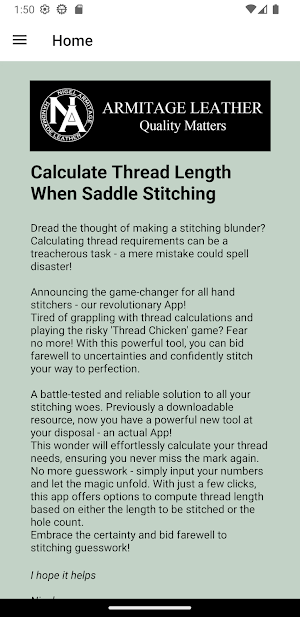 Thread Length Calculator Screenshot 0
