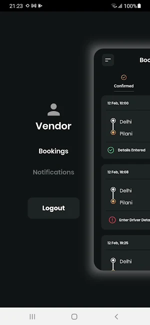 Cab Vendor Screenshot 1