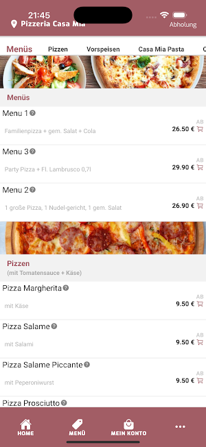 Pizzeria Casa Mia Online Screenshot 3