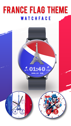 France Flag Theme Watch Face Screenshot 0