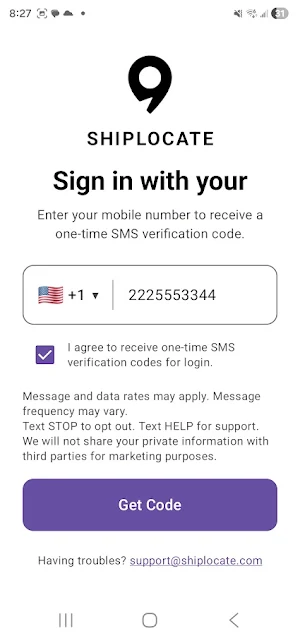 ShipLocate Driver Screenshot 1