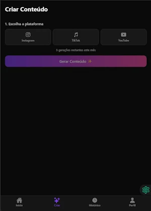 Social AI — Conteúdo Viral IA Screenshot 2