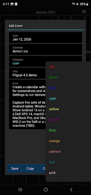 Frigcal Screenshot 2