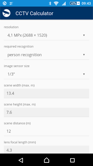 CCTV Calculator Screenshot 2