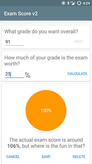 Exam Score Calculator Screenshot 3