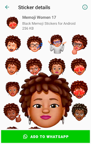 Black Memoji Stickers for Android WhatsApp Screenshot 2