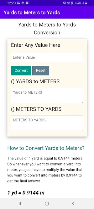 Yards to Meter | Meter to Yard Screenshot 1