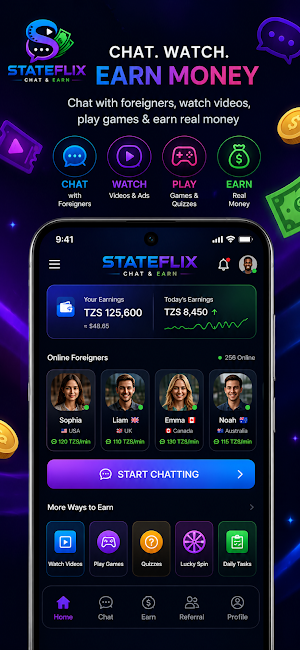 Stateflix: Chat & Earn Screenshot 0