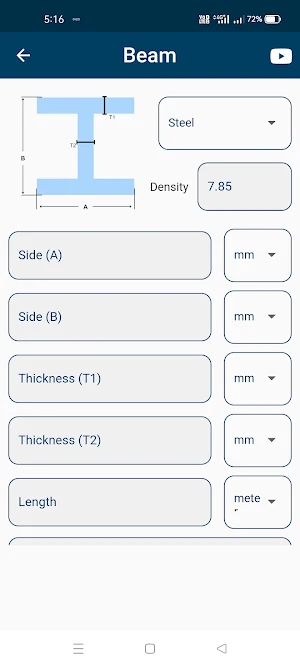 Steel Weight Calculator Screenshot 1