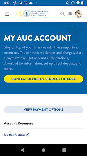 My AUC Med: Student Portal Screenshot 2