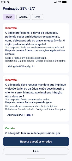 Simulado OAB Banco de Provas Screenshot 2