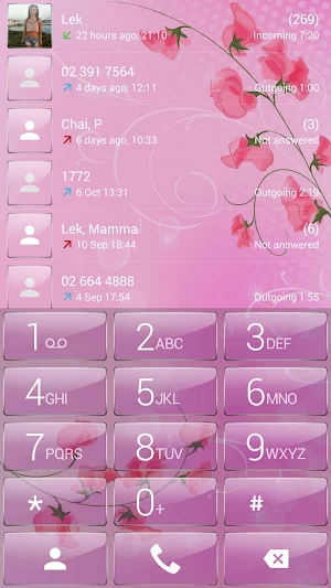 Dialer theme Pink Flower Glass Screenshot 1