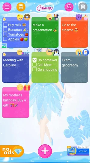Winter Princess Notepad (with PIN or fingerprint) Screenshot 0