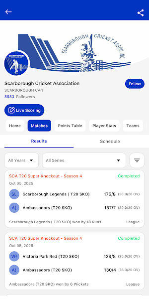 Scarborough Cricket Assoc. Screenshot 3