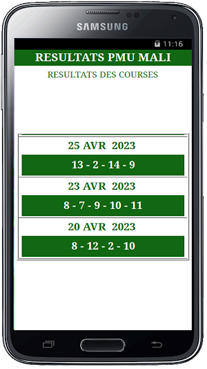 RESULTATS PMU MALI Screenshot 2