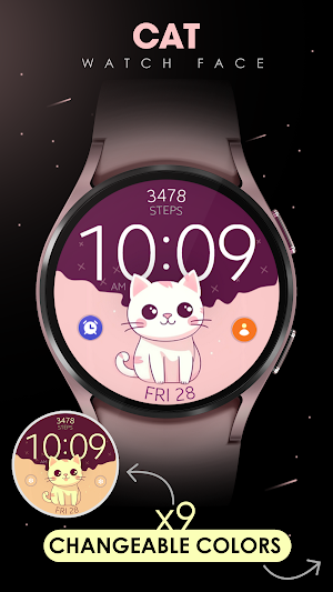 Cat digital cute watch face Screenshot 2