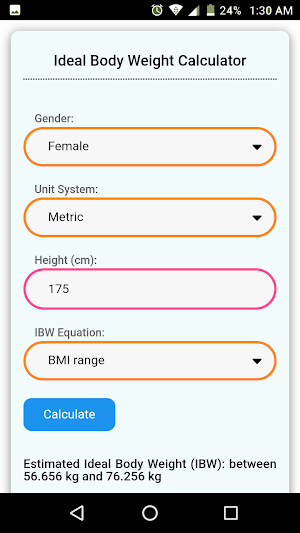 Ideal Body Weight Calculator Screenshot 0