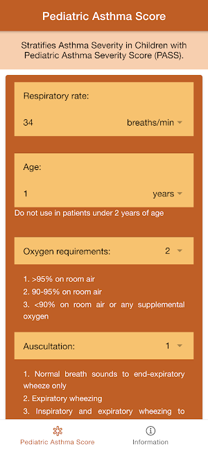 Pediatric Asthma Severity Score - Asthma Tracker Screenshot 0