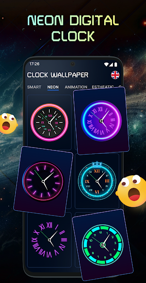 Neon Clock Digital Wallpaper Screenshot 0