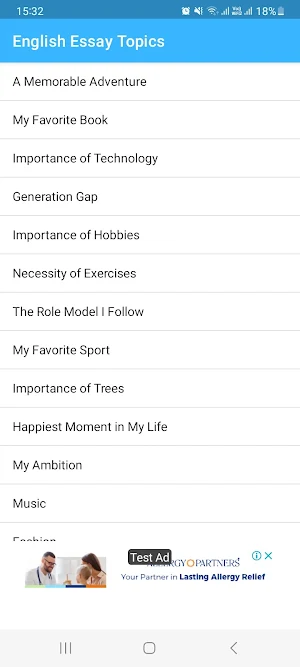 English Essay Topics Screenshot 0