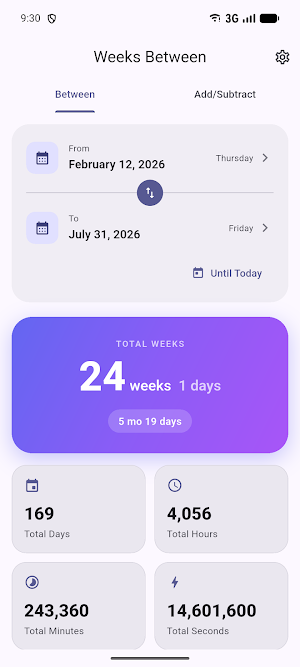 Weeks Between - Date Calc Screenshot 1