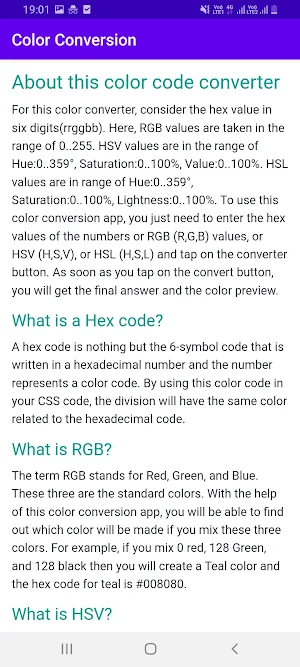 Color code conversion app Screenshot 1