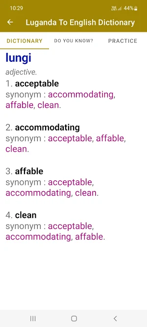 Luganda To English Dictionary Screenshot 2