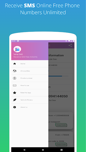 Temp SMS - Receive SMS online Free Screenshot 0