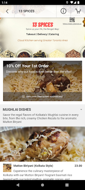 13 Spices Biriyani Toronto Screenshot 2