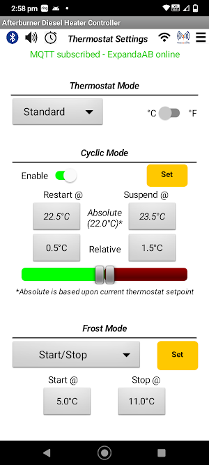 Afterburner heater controller Screenshot 1