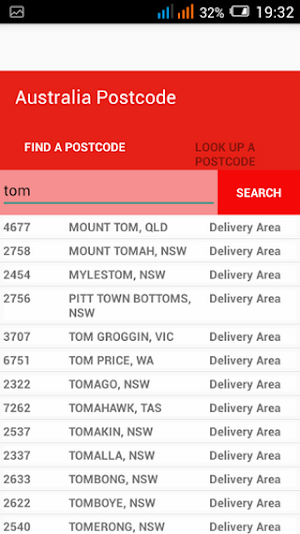 Australia Postcodes Screenshot 1