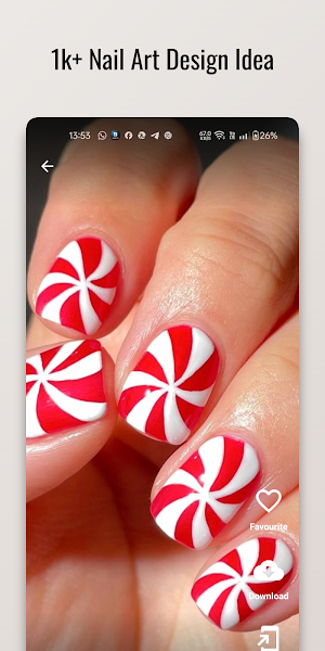 Candy Cane Stripes Nail Design Screenshot 0
