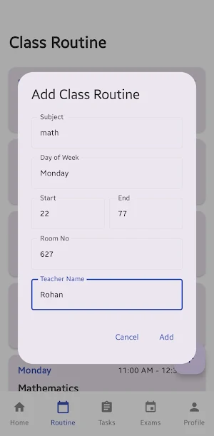 Student Routine Screenshot 2