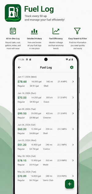 Fuel Log-MPG & Vehicle Manager Screenshot 2