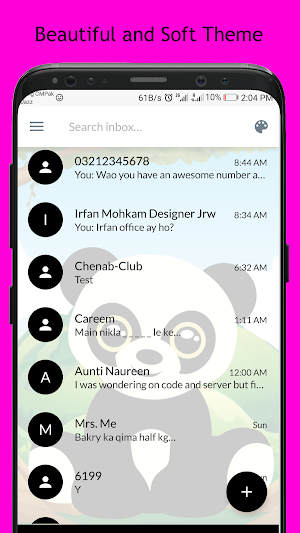 Cute Panda SMS Dual Theme Screenshot 1